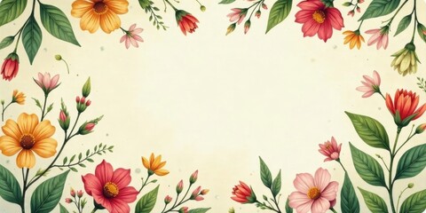 Obraz premium Elegant Floral Border Design with Vibrant Blooms and Delicate Petals, Perfect for Invitations or Announcements