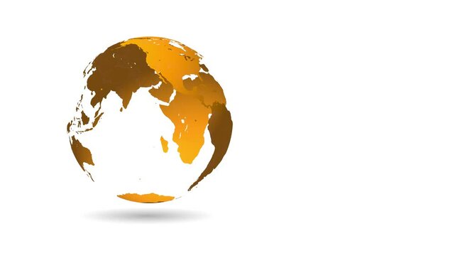 Orange continents are standing out on transparent earth globe rotating