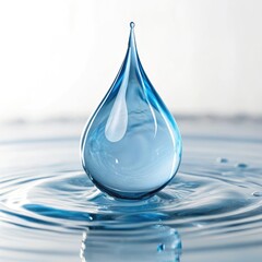 Crystal Clear Blue Water Droplet – Purity, Hydration, and Nature Concept
