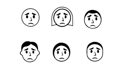 vector illustration of sad face simple illustrations, simple sad face icon on white background sad