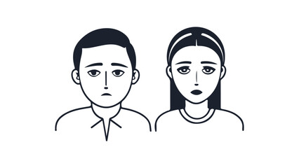 sad boy and girl vector illustration, sad boy and girl, a sad boy and a girl vector simple illustration
