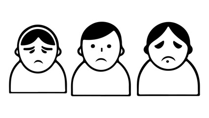 Fototapeta premium sad persons vector shapes silhouettes illustrations, simple illustrations of sad person faces