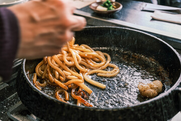 【#料理】〆の焼きうどん
