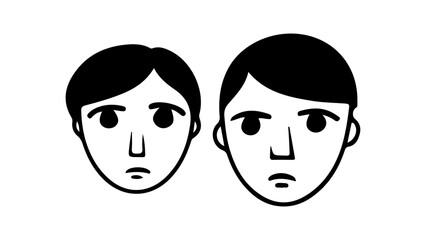 sad boy and girl vector art outline illustration