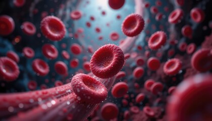 Red Blood Cells Flowing in Artery – Human Circulatory System and Biology