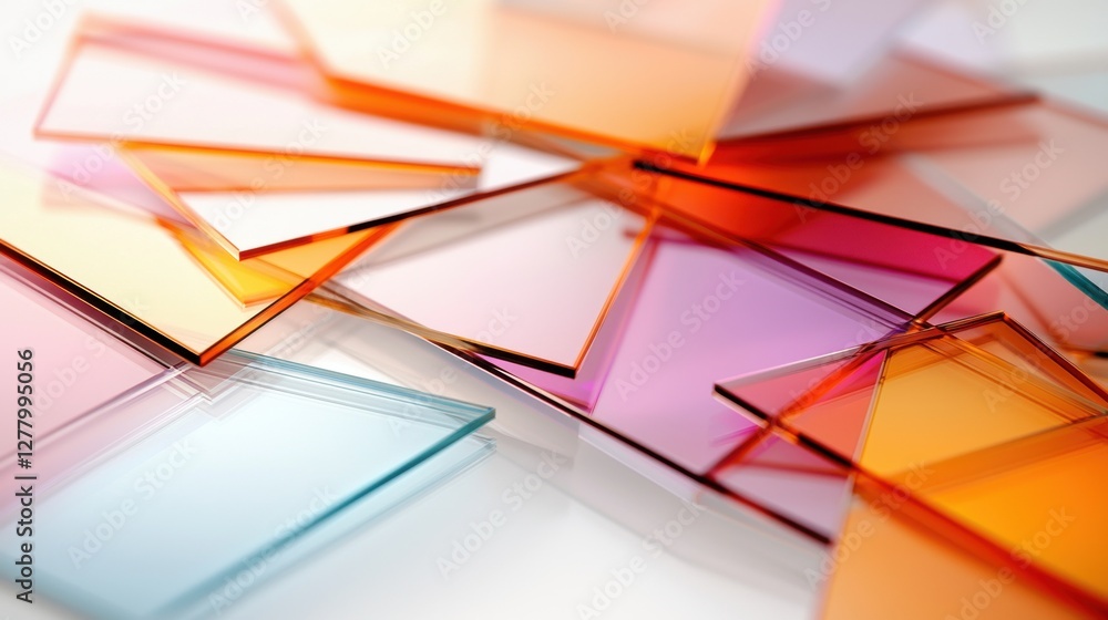 Poster vibrant geometric shapes and patterns forming a translucent abstract backdrop
