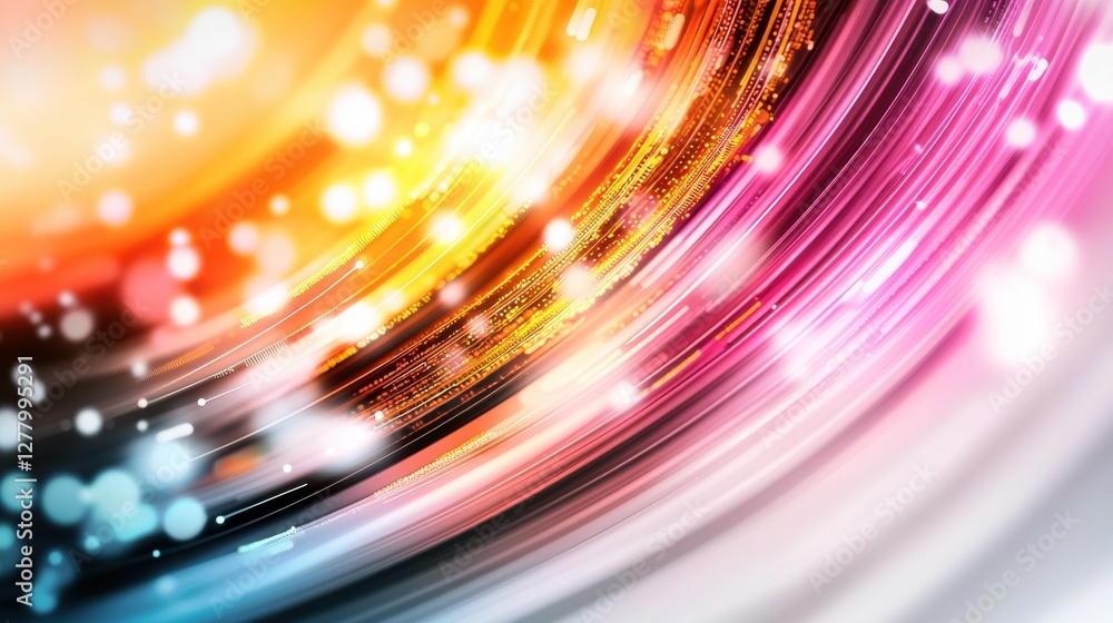Poster mesmerizing fractal inspired abstract background with glowing prismatic waves and dynamic luminous p