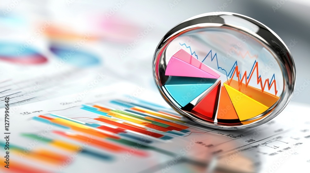 Poster colorful financial chart and graph data visualization for business analysis and investment strategy 