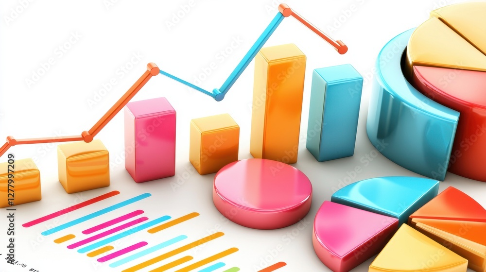 Poster colorful data visualization infographic template for business analytics and financial reporting