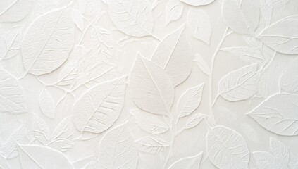 Obraz premium Embossed white leaf pattern, textured background, design element