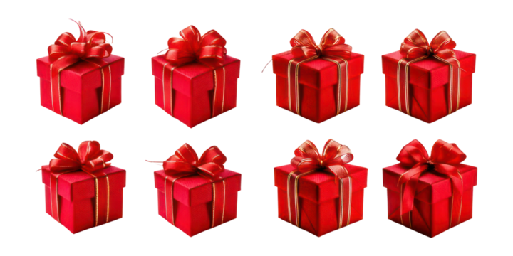 Colorful Red Gift Boxes with Ribbons for Celebrations and Events