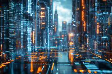 Futuristic Cityscape Featuring Advanced Holographic Technology and AI Interaction &ndash; A Vision of Tomorrow&rsquo;s Smart Urban Life