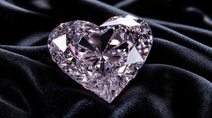Heart-Shaped Pink Diamond on Black Velvet