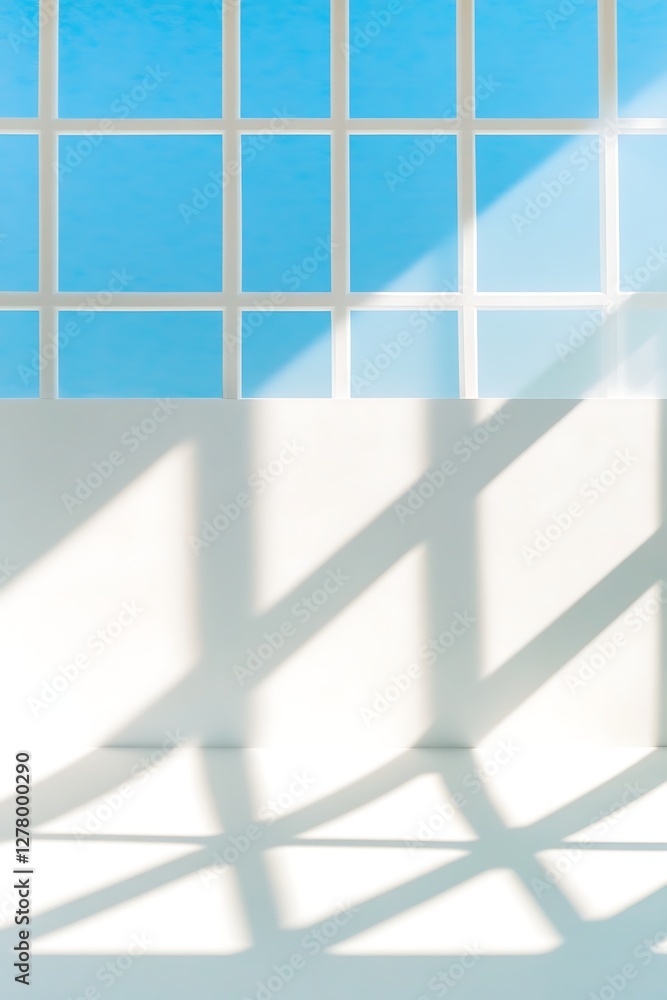 Poster bright shadows create beautiful patterns in minimalist space