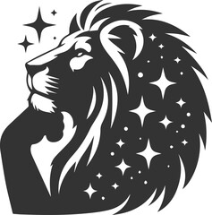 A lion looking at the stars with deep thought