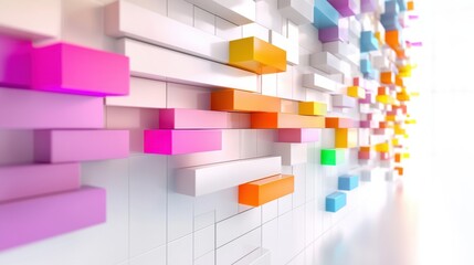 Vibrant Geometric Cube Arrangement in Modern Interior Design Wall Display