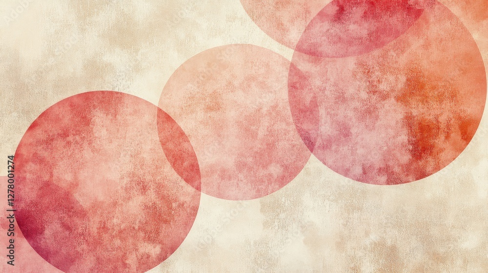 Poster several overlapping red circles against a textured tan background