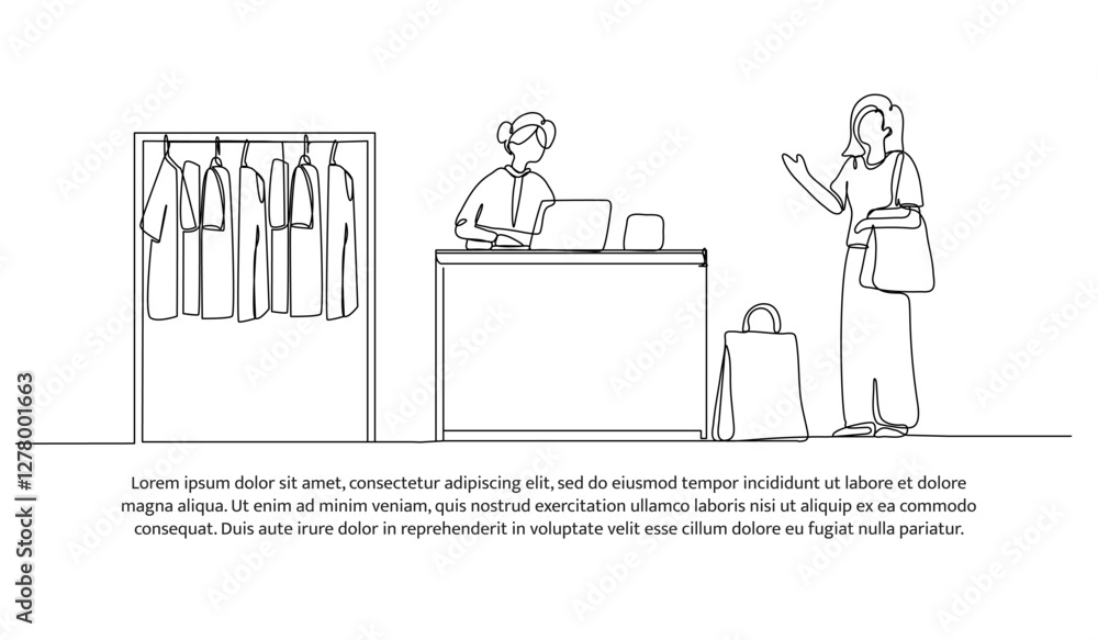 Poster continuous one line design of laundry activity working. minimalist style vector illustration on whit
