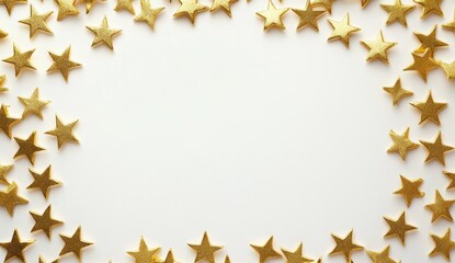 Obraz premium Golden stars border, white background, holiday, frame, design