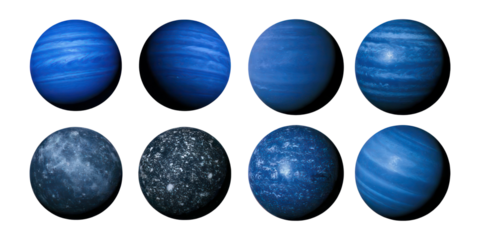 Stunning Blue Planet Set Featuring Various Unique Celestial Bodies
