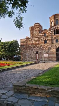 Medieval Eastern Orthodox Church of Christ Pantocrator in the old town of Nessebar, UNESCO world heritage in Bulgaria, ancient Mesembria