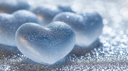 Fototapeta premium Closeup of Water Droplets on Crystal Hearts