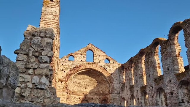 Hagia Sophia medieval Church ruins, The Old Bishopric in the old town of Nessebar, UNESCO world heritage in Bulgaria, ancient Mesembria settlement