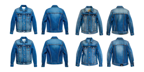Variety of Blue Denim Jackets Displayed from Multiple Angles