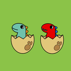 vector illustration of a cartoon baby dinosaurs