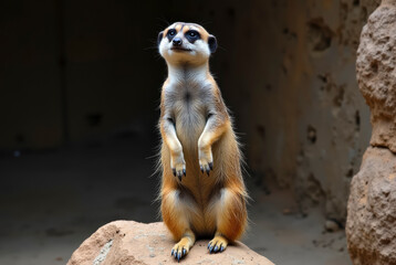 Fototapeta premium A meerkat in an enclosure