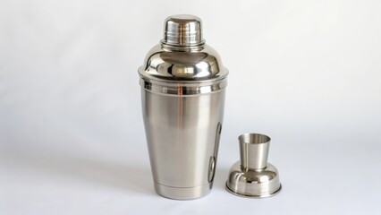Stainless Steel Cocktail Shaker on White Background