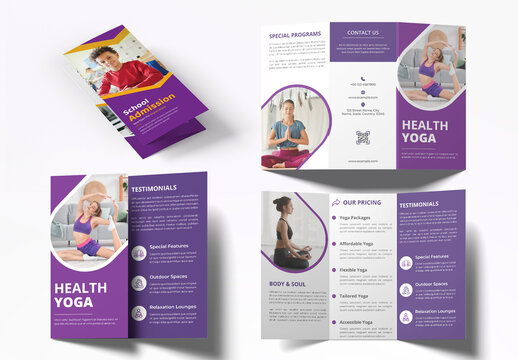 Purple And White Yoga Trifold Brochure