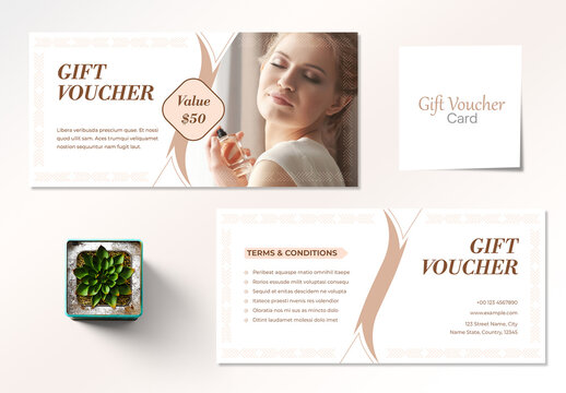 Perfume Product Gift Voucher Card Design Layout