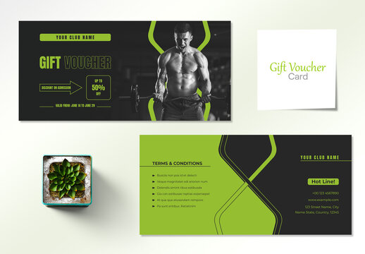 Fitness & Gym Admission Gift Voucher Card Layout