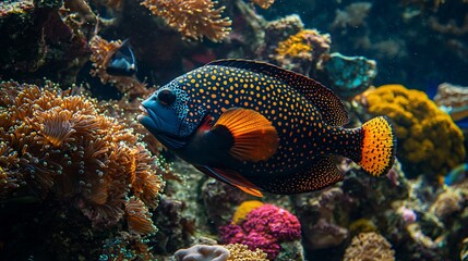 Vibrant fish swimming amidst colorful coral reef.