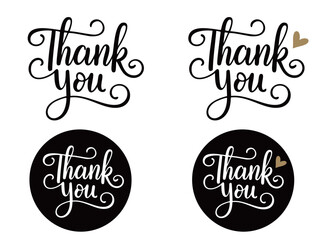 かわいい文字のThank you／手書き文字セット(ベクター背景透過）AI生成