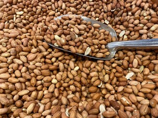 Background of peanuts sold at farmers market