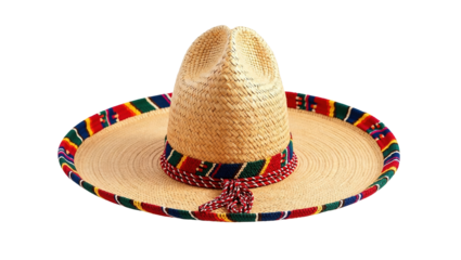Mexican sombrero hat isolated on white, transparent. Cinco de Mayo holiday	