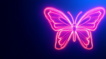 Fototapeta premium Neon Pink Butterfly Glowing Dark Background