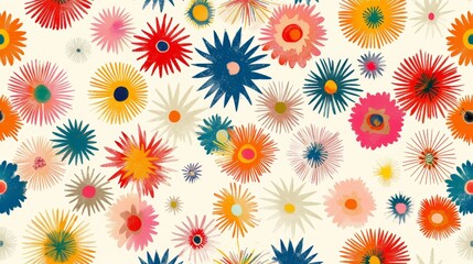 Colorful abstract flower pattern on a light background