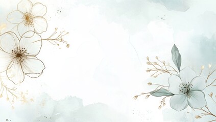 Elegant floral banner, watercolor background, website header, design template