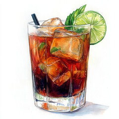 refreshing drink with ice sparkles, inviting cool refreshment