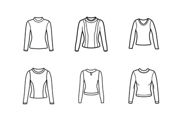 long sleeve top sketch icon line art vector illustration
