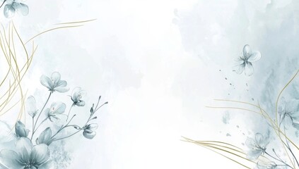 Blue floral watercolor design, website banner, soft background