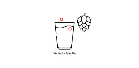 India Pale Ale Vector Icon - Hoppy and Bitter IPA Craft Beer Glass