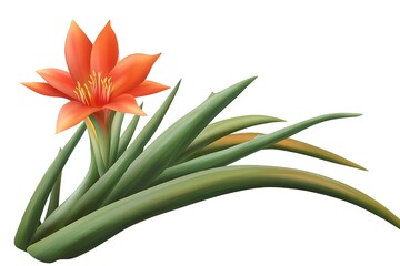 Fototapeta premium Vibrant Aloe Vera Blossom: A Close-Up of Nature's Healing Wonder, Showcasing the Exquisite Orange and Red Hues of its Stunning Flower, Perfect for Botanical, Health, and Wellness Designs, Adding a 