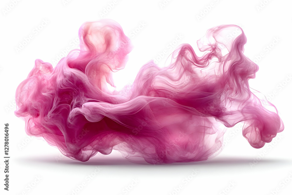 Poster floating swirl of pink ink in water abstract design element on a white background