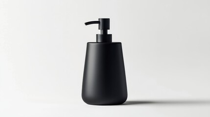 Obraz premium Matte Black Minimalist Soap Dispenser on White Background