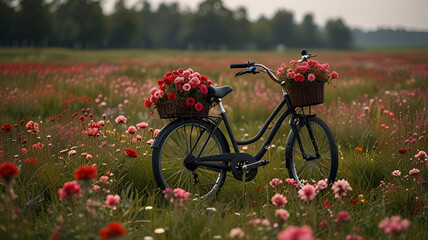 Naklejka premium bicycle in the field