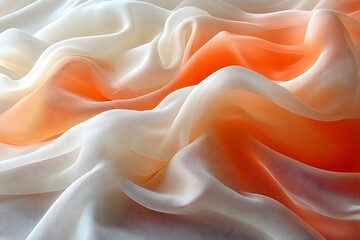 Obraz premium Elegant Waves of White and Orange Silk Fabric for Luxury Design Projects